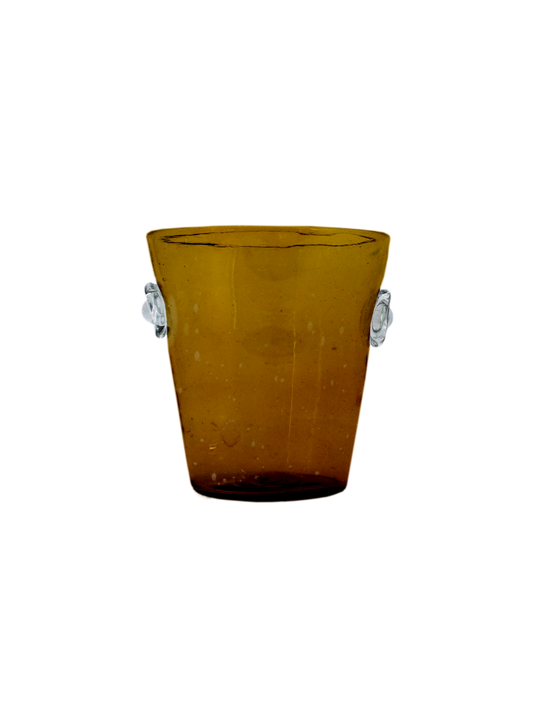 Amber Glass Ice Bucket, Barware, Handblown Brown Wine Bucket
