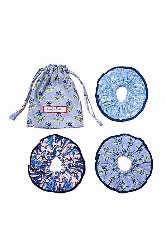 Blue Charleston Scrunchie Set
