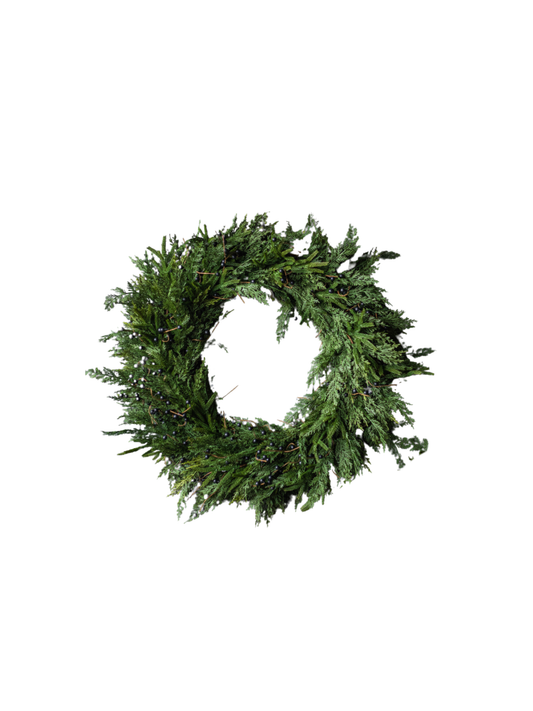 Navy Plum Berry Norfolk Cypress Real Touch Wreath
