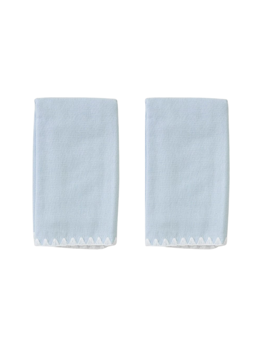 (Pair) Stitched Edge Powder Bath Towels, Light Blue