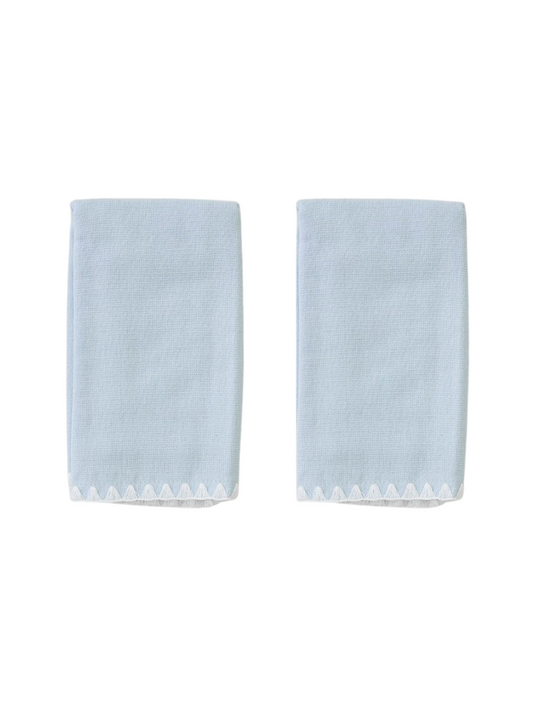 (Pair) Stitched Edge Powder Bath Towels, Light Blue