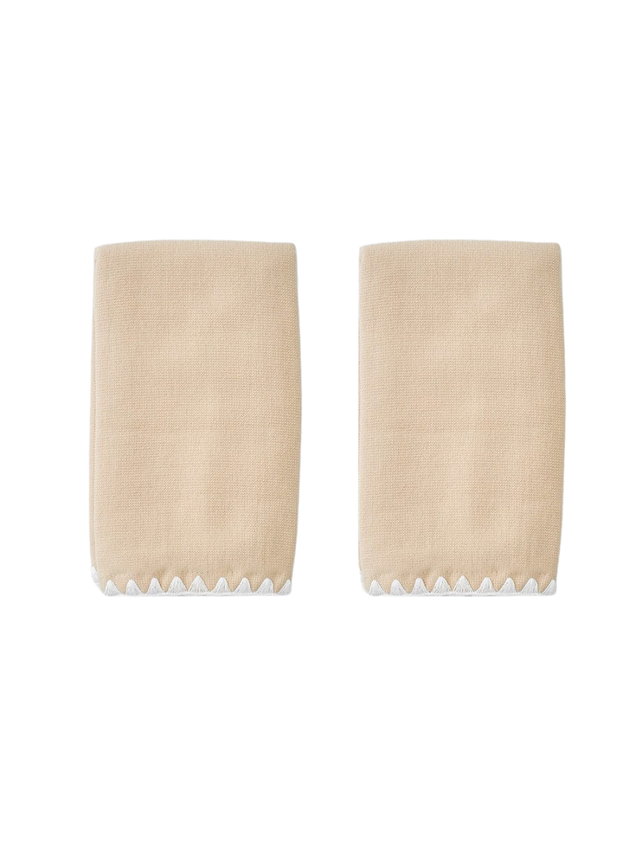 (Pair) Stitched Edge Powder Bath Towels, Sand