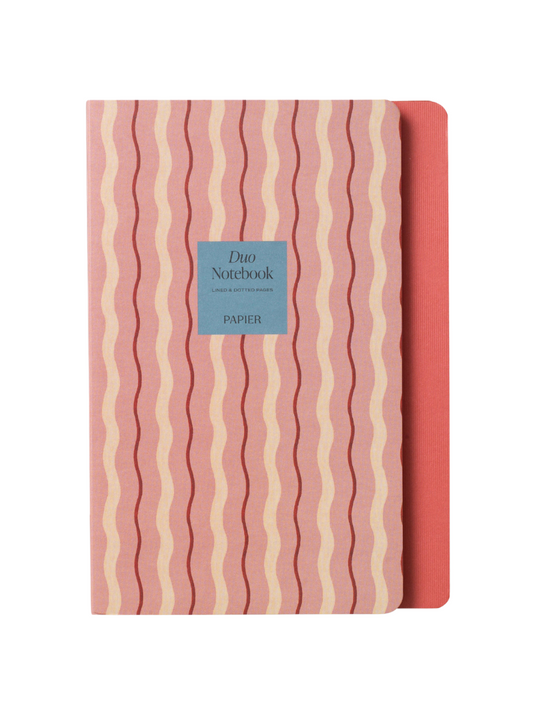 Pink Waves Stepped A5 Softcover Lined Notebook