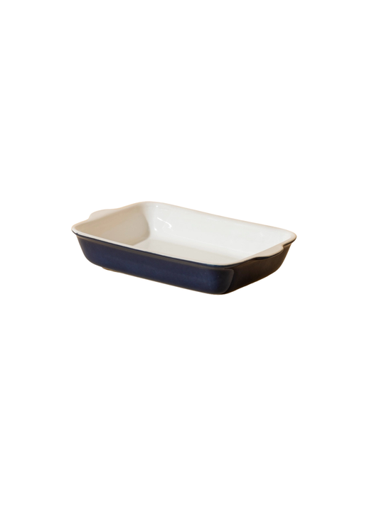 Stoneware Baking Dish White/ Cobalt Blue