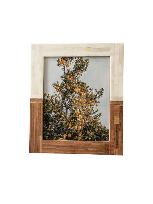 Large Split Wood & White Bone Frame
