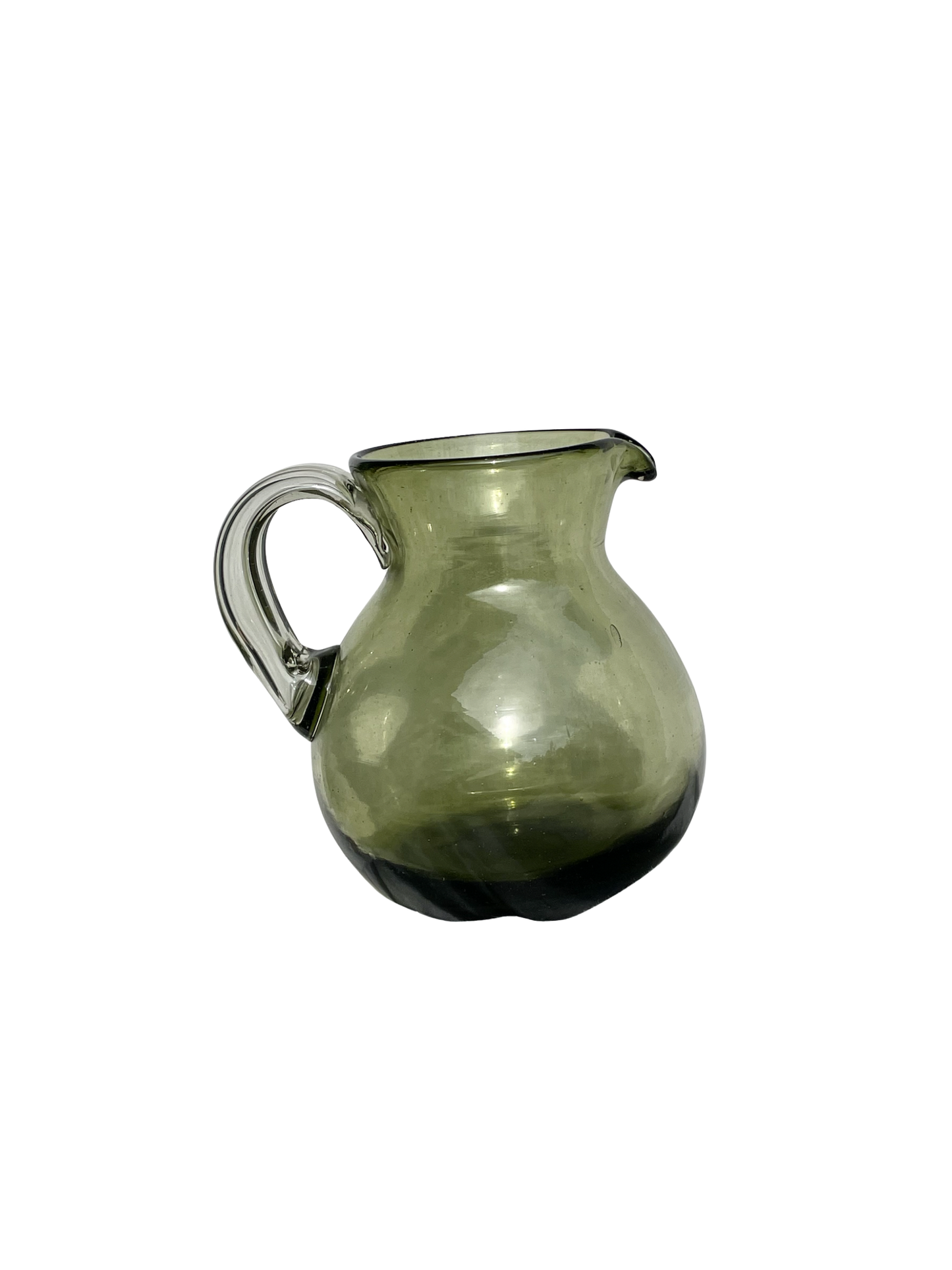 Handblown Olive Green Bola Pitcher