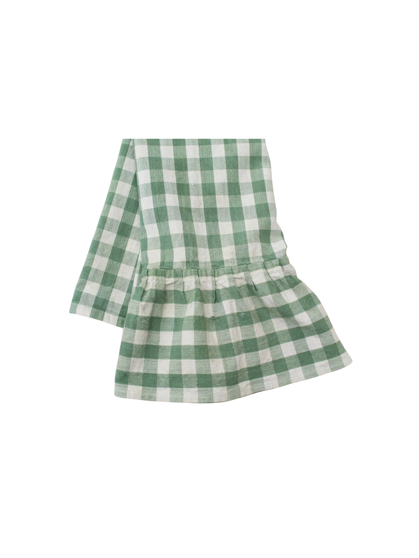 Moss Ruffled Gingham Dish Towel