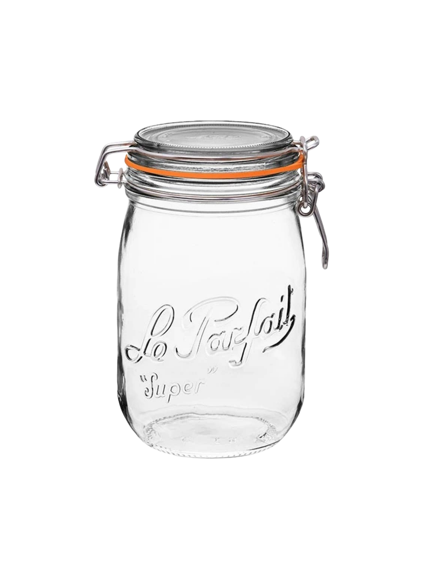 1L Rounded French Glass Storage Jar W Airtight Rubber Seal