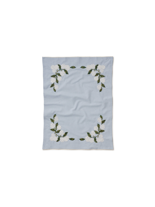 Hydrangea Embroidered Tea Towel