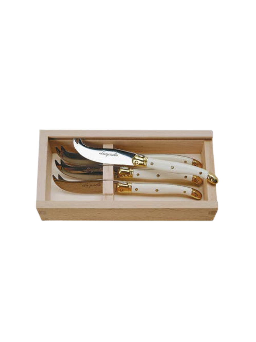 Jean Dubost Cheese Knives Ivory colored handles (Set of 4)