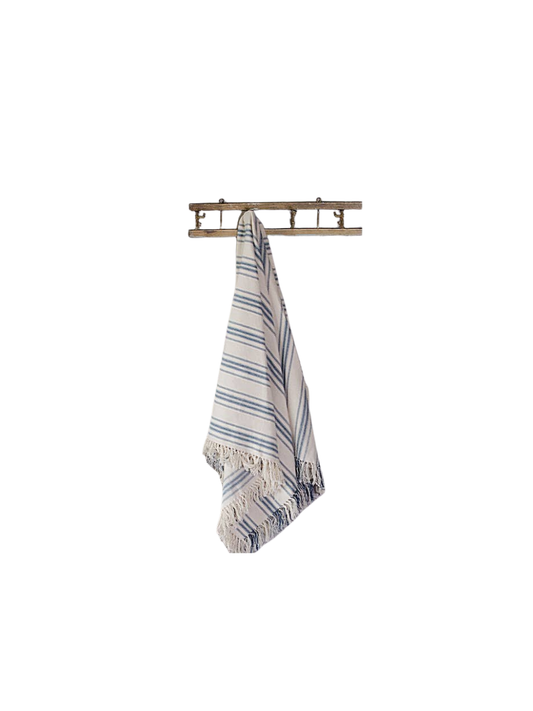 Grain Sack Stripe Colonial Blue-Cream Afghan