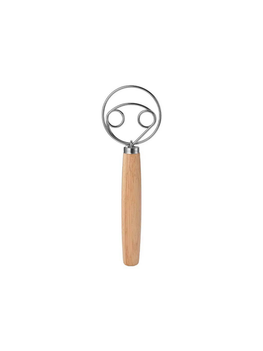 Danish Dough Whisk Wooden Stainless Steel