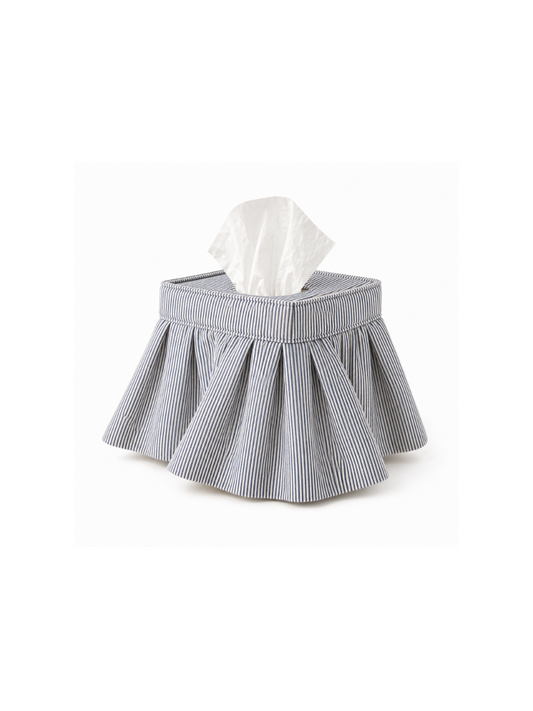 Railroad Striped Linen Tissue Box Cover