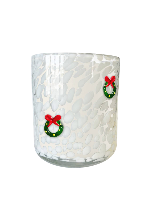 Mistletoe Wreath Holiday Confetti Icon Candle