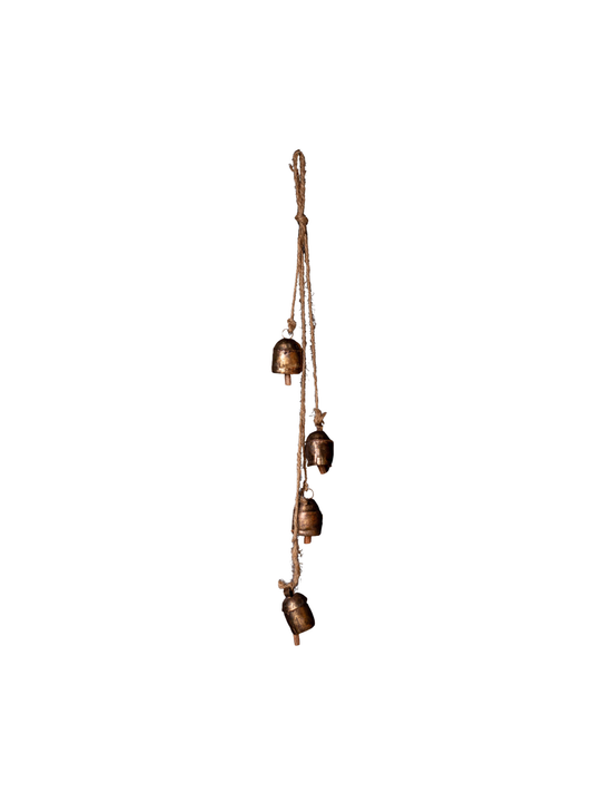 Hanging Vintage Inspired Iron Bell Cluster Christmas Decor: Medium