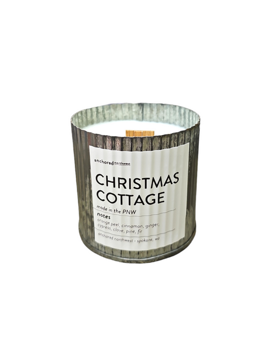 Christmas Cottage Wood Wick Rustic Soy Candle