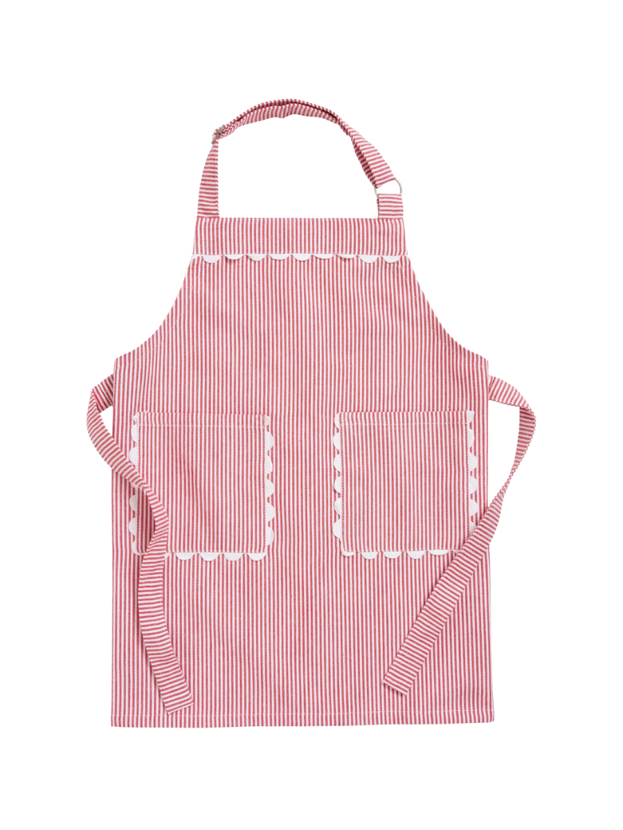 Kids' Red Striped Apron with Trim