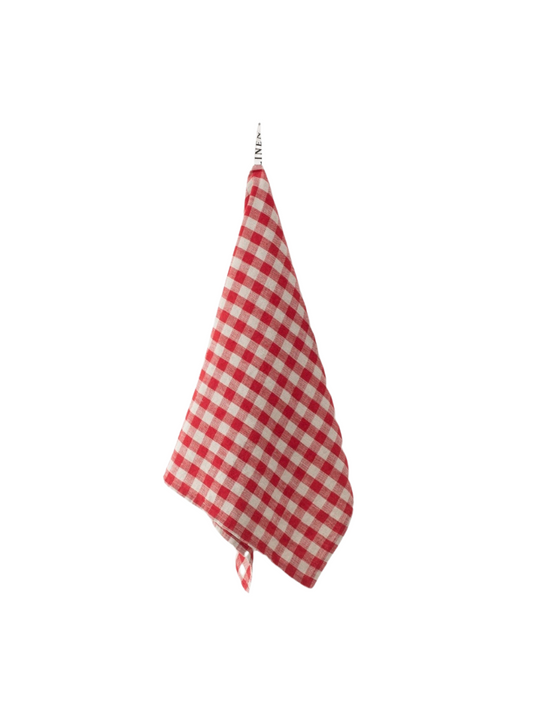 Red Gingham Vintage Linen Towel