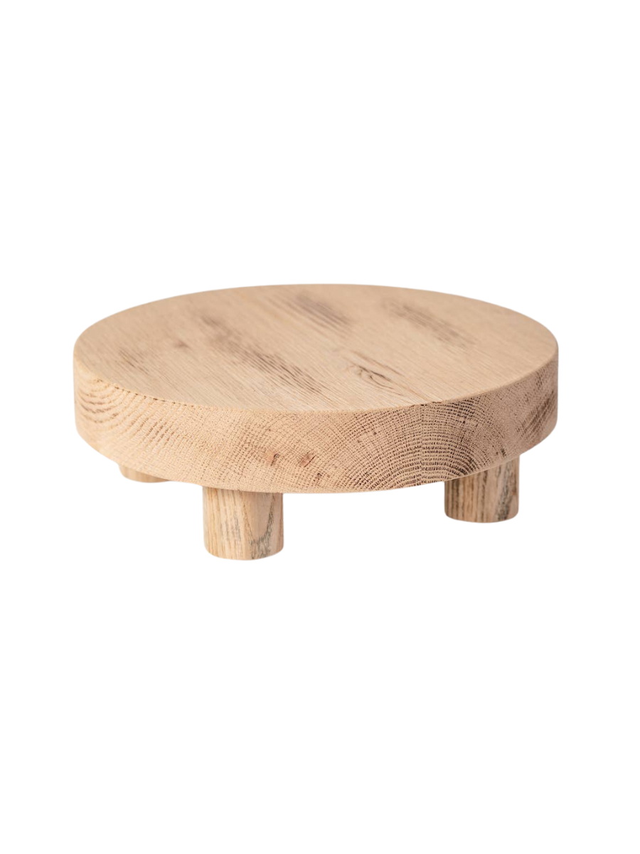 Round Reclaimed Wood Riser Stand