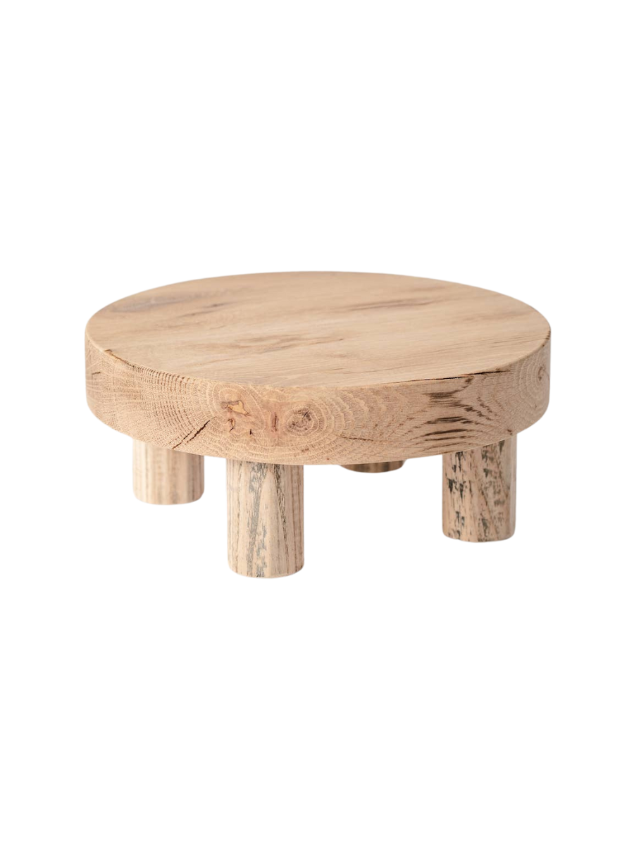 Round Reclaimed Wood Riser Stand