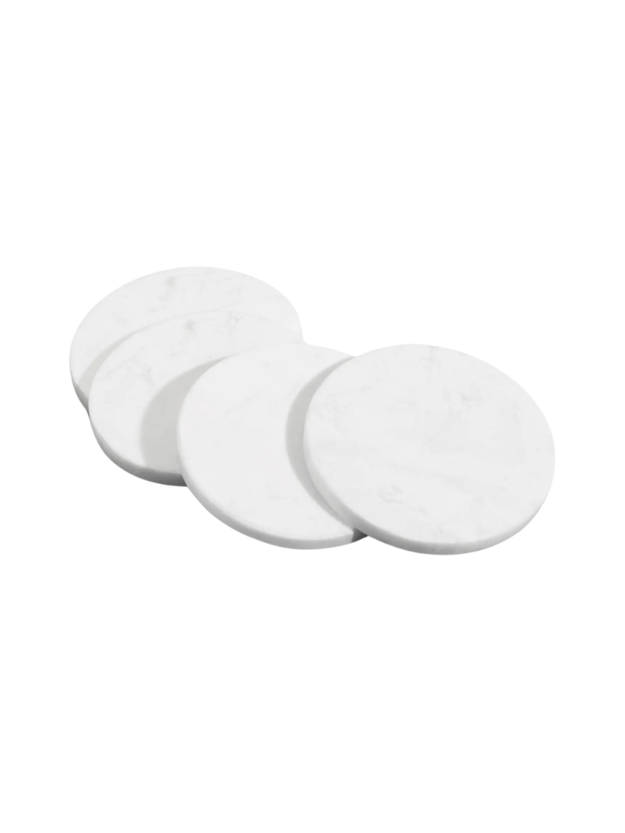 (Set of 4) White Marble Coasters
