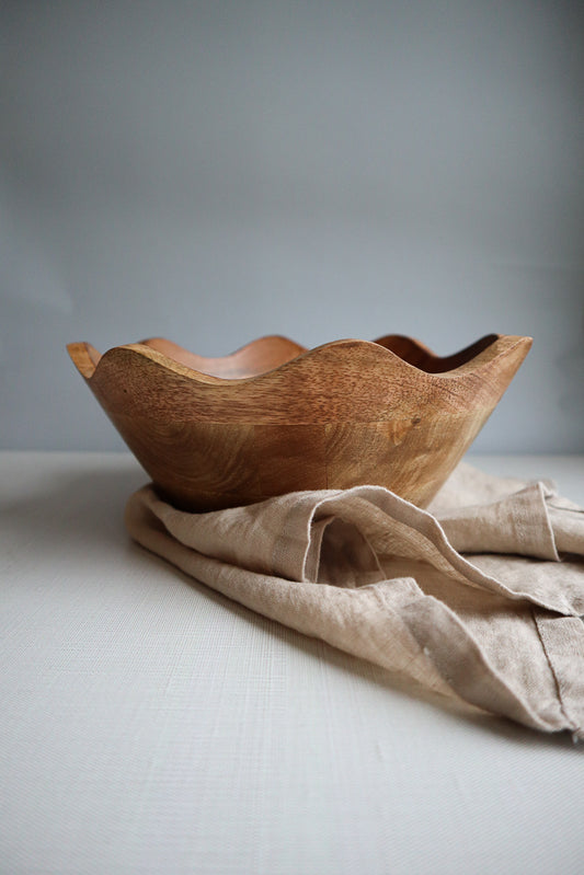 Scalloped Wooden Bowl - Medium