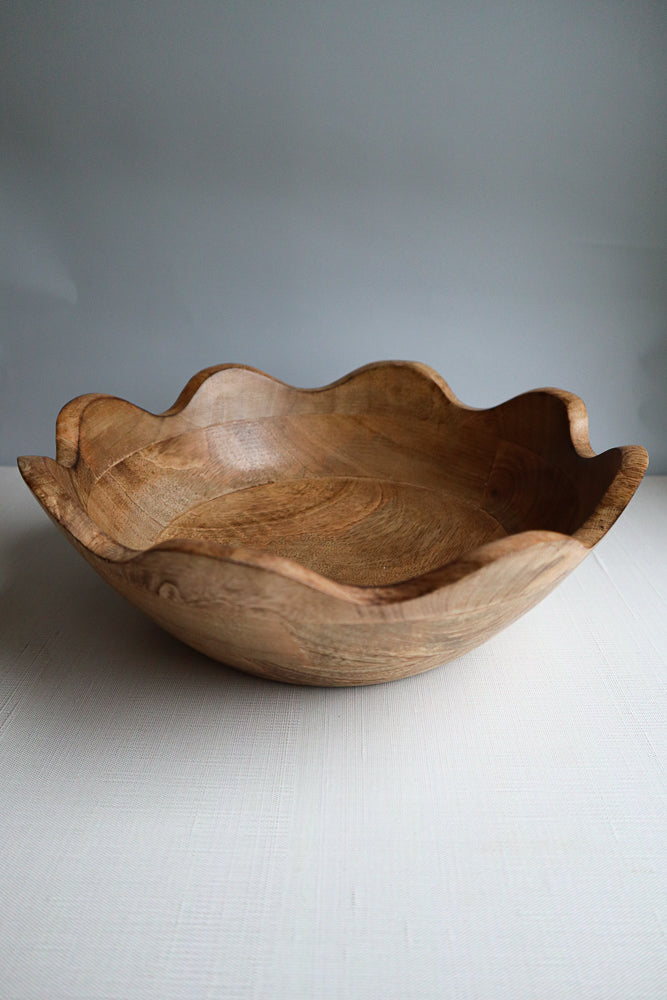 Scalloped Wooden Bowl - Large