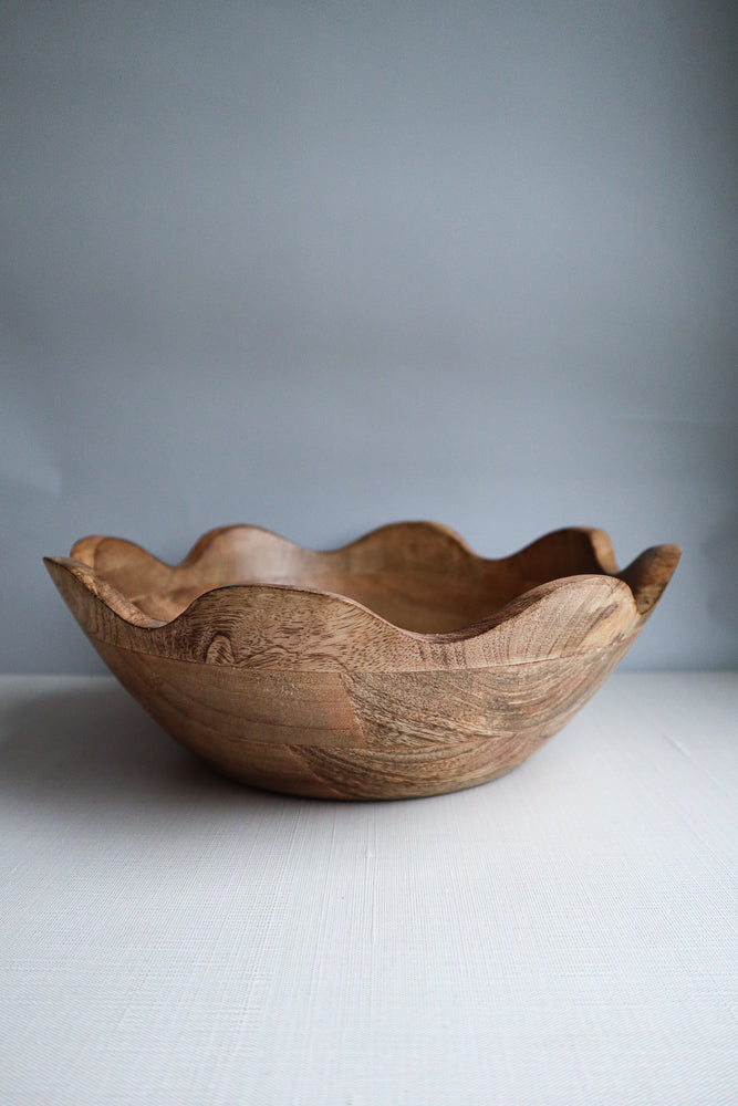 Scalloped Wooden Bowl - Large