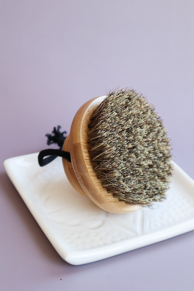 Round Dry Body Brush with String