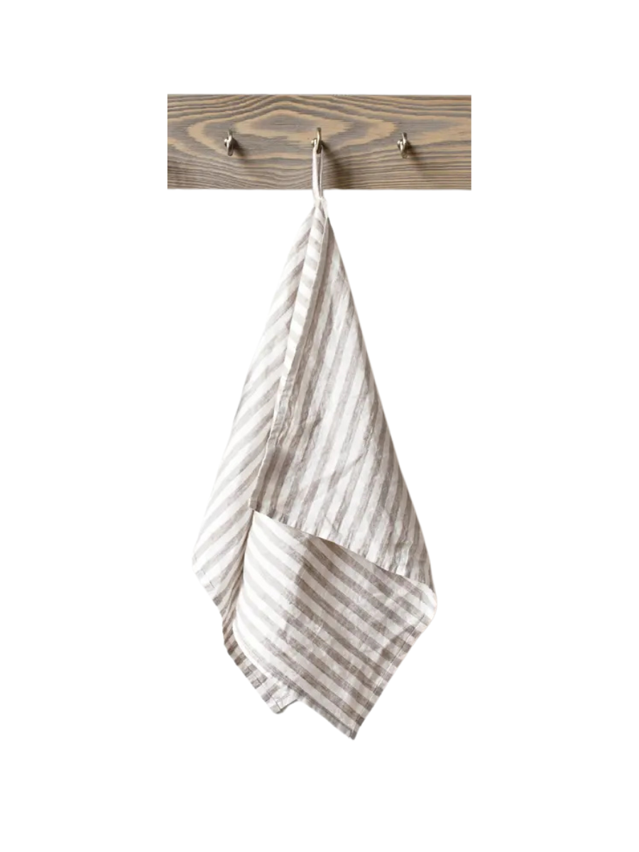White Stripe European Linen Tea Towel