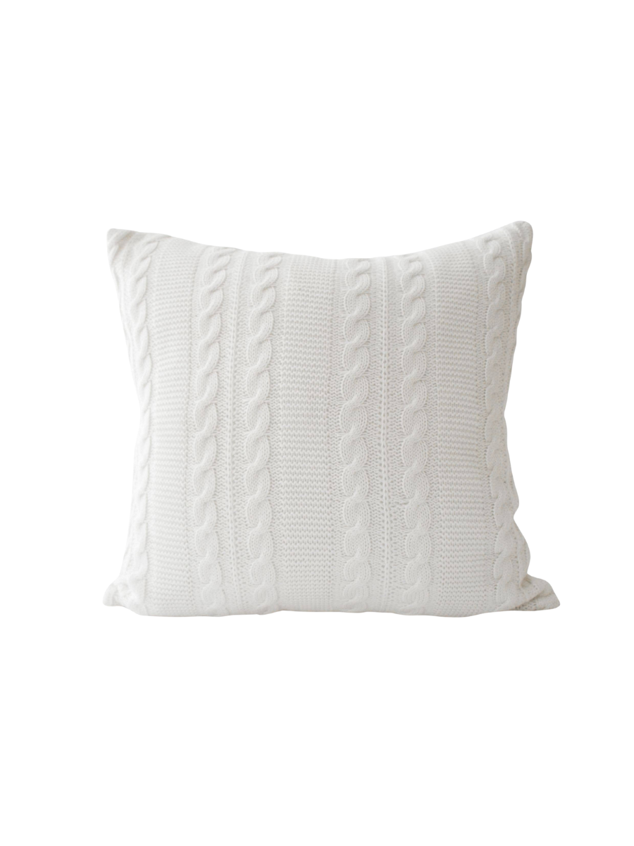 Luna White Cable Knit Pillow