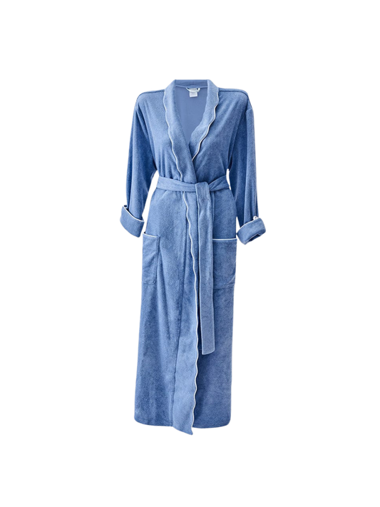 Women's Long Lightweight Scallop Robe in Periwinkle