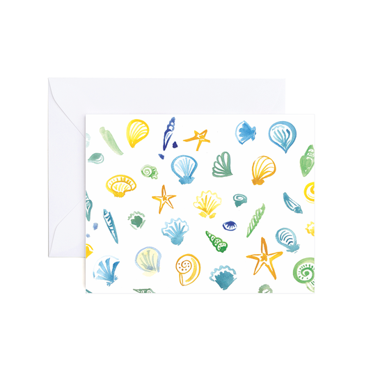 Watercolor Seashells Blank Greeting Card