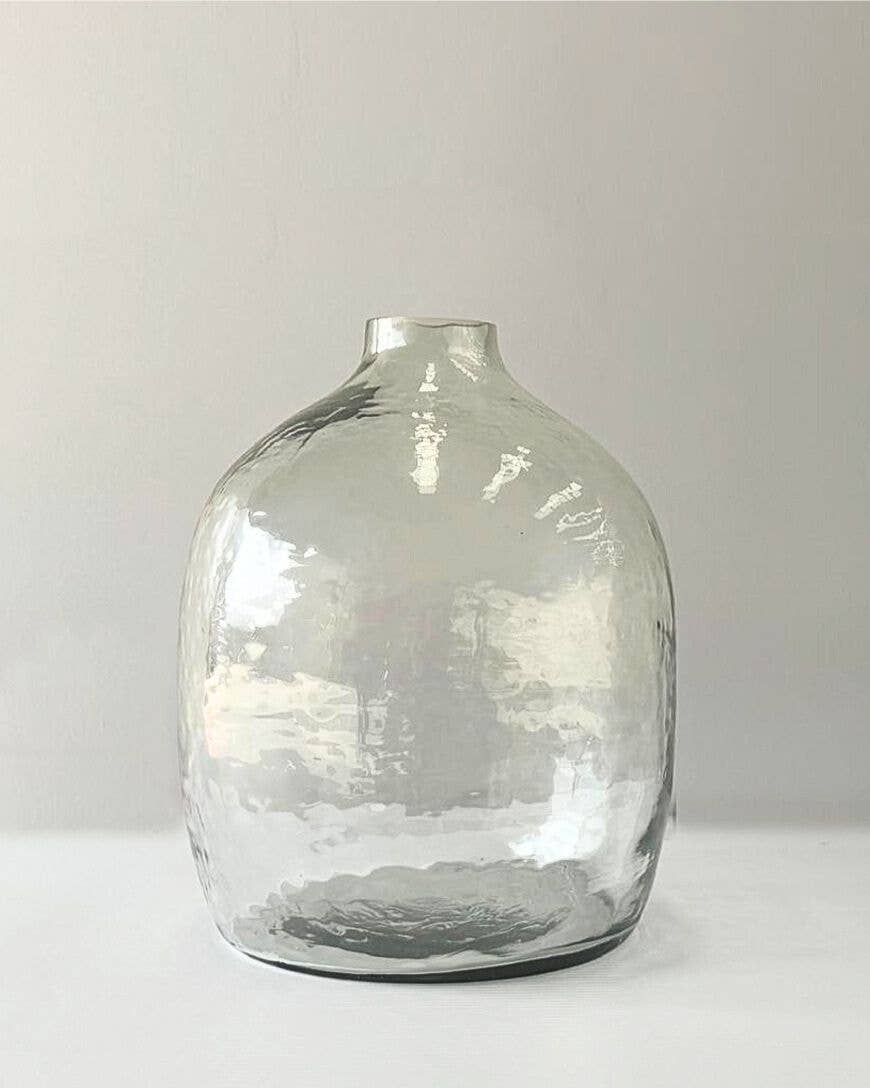 Hebron Handblown Hammered Glass Vases Clear