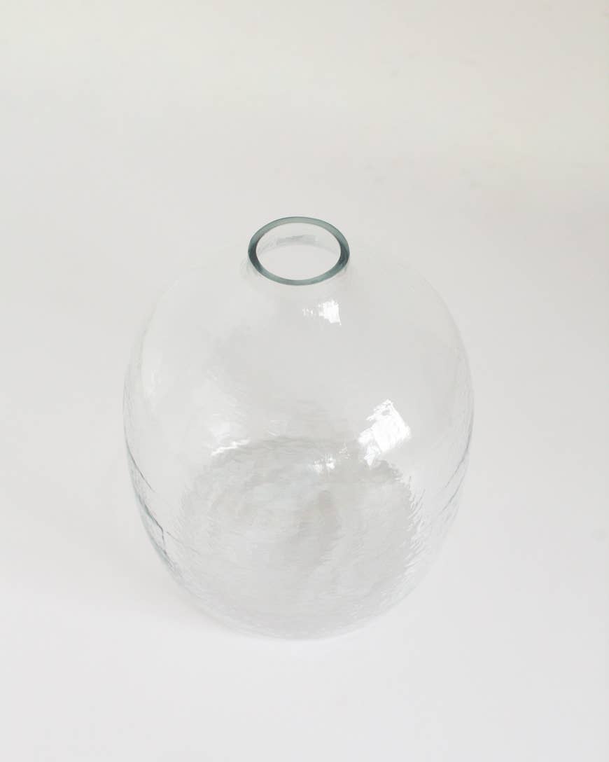 Hebron Handblown Hammered Glass Vases Clear