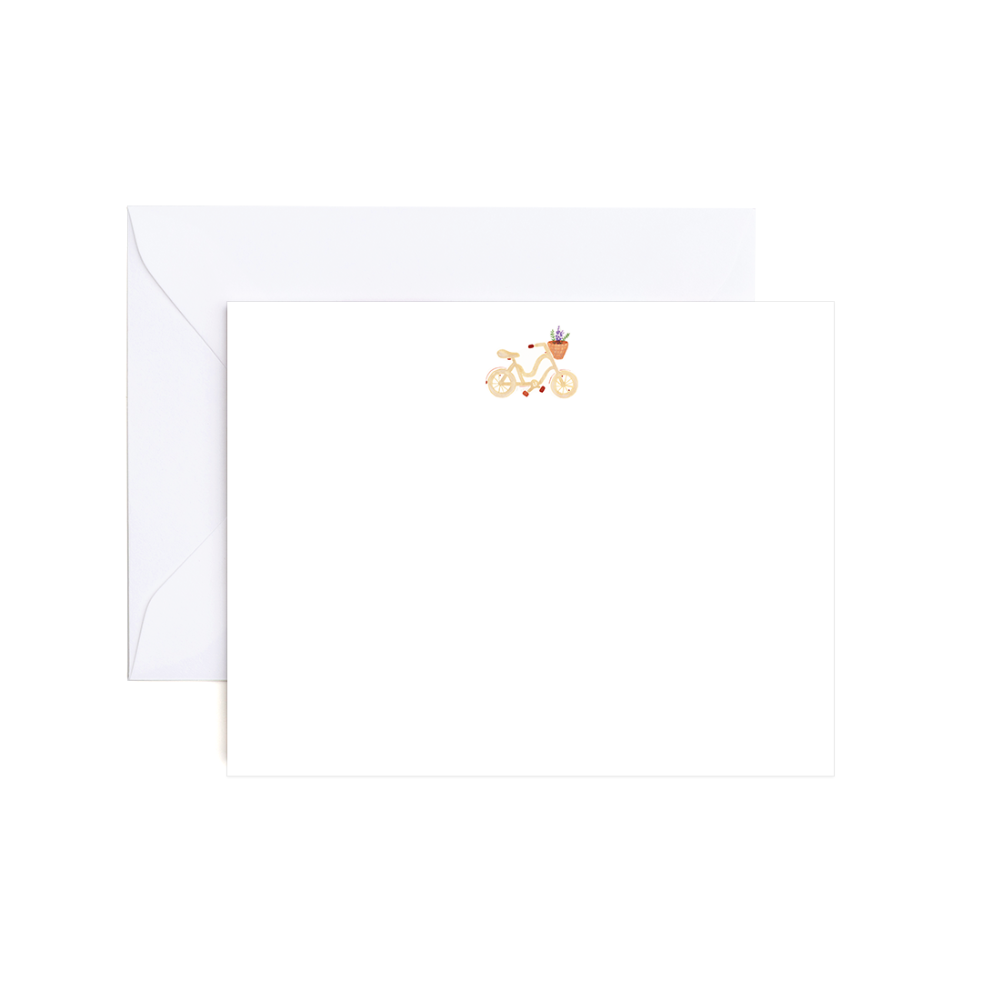 Watercolor Beach Cruiser Flat Notecard Set