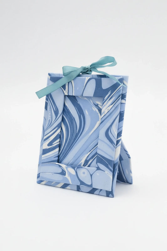 Mini Hand-Marbled Picture Frame Ornament | Ocean Wave