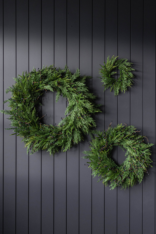 Navy Plum Berry Norfolk Cypress Real Touch Wreath