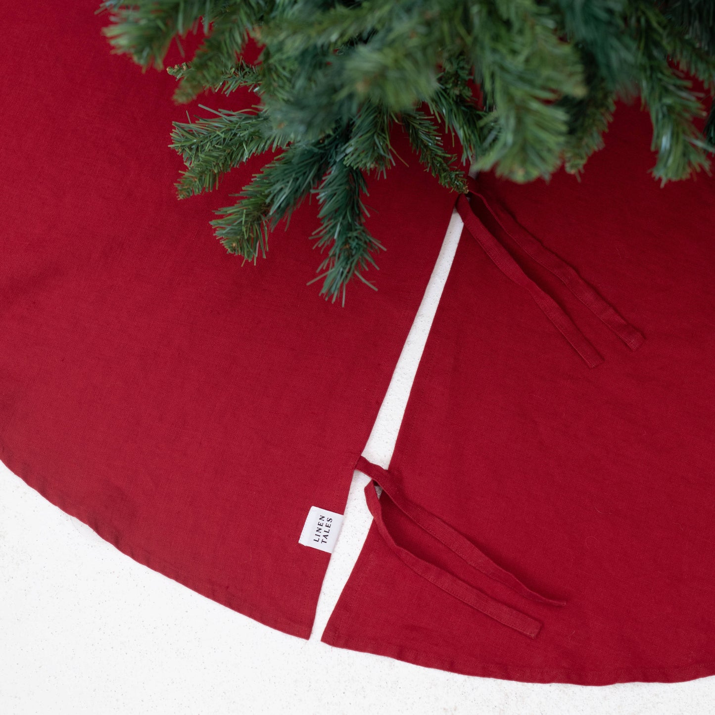 Red Linen Christmas Tree Skirt