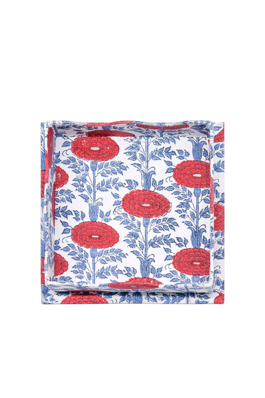 Trinket Cocktail Napkin Tray in Araminta Blockprint