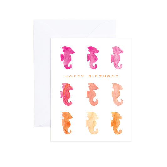 Demi Watercolor Seahorses Birthday Card