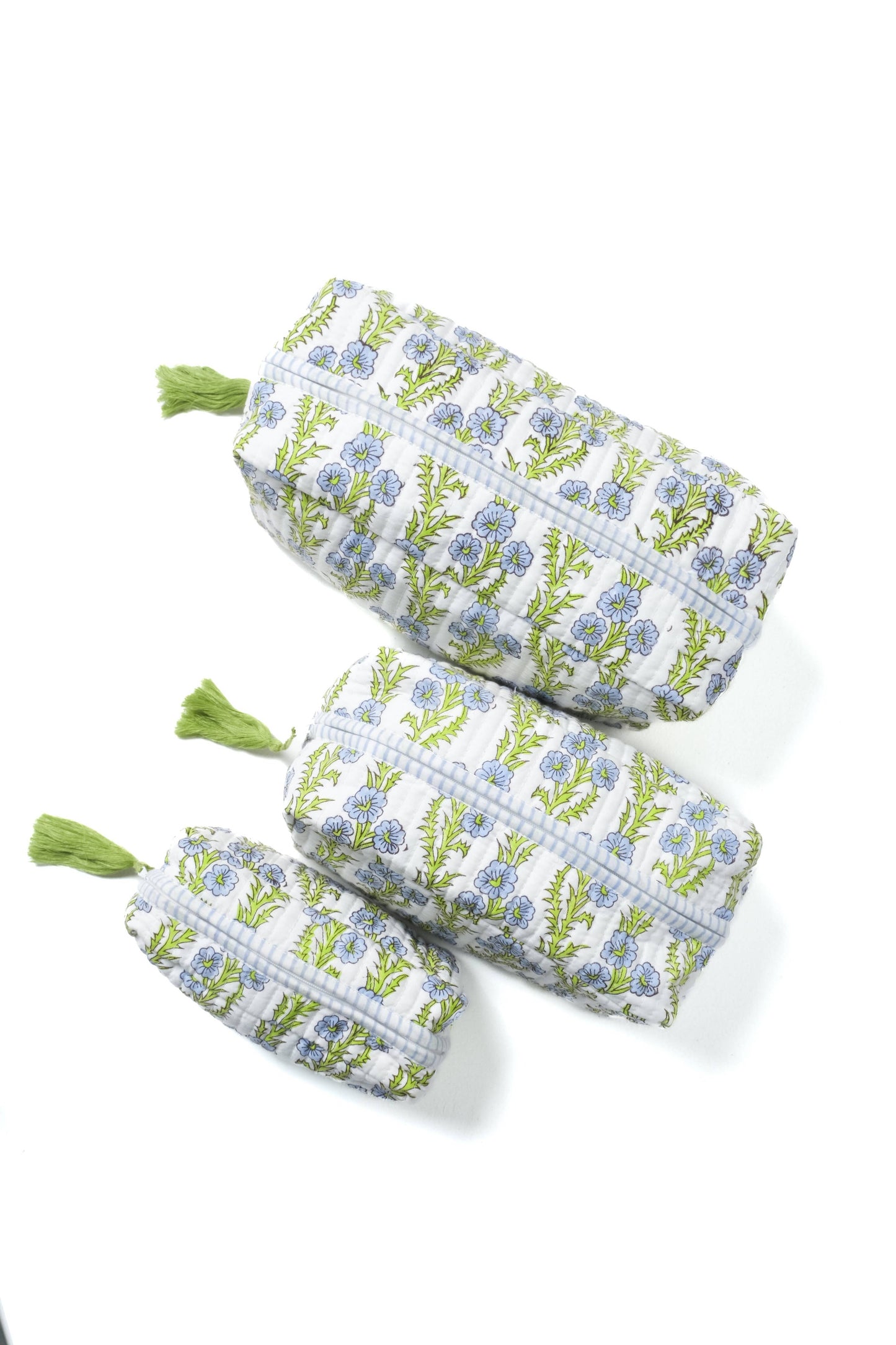 Forget-Me-Not Blockprint Makeup Bag in Blue - Small