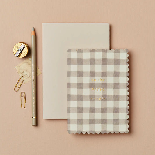 Taupe Gingham Couple Card