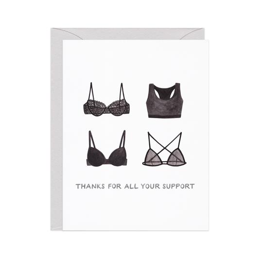 Thanks For The Support — Funny Bra Thank You Card