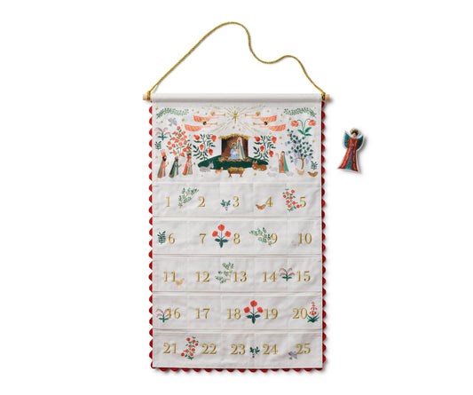 Nativity Embroidered Hanging Advent Calendar