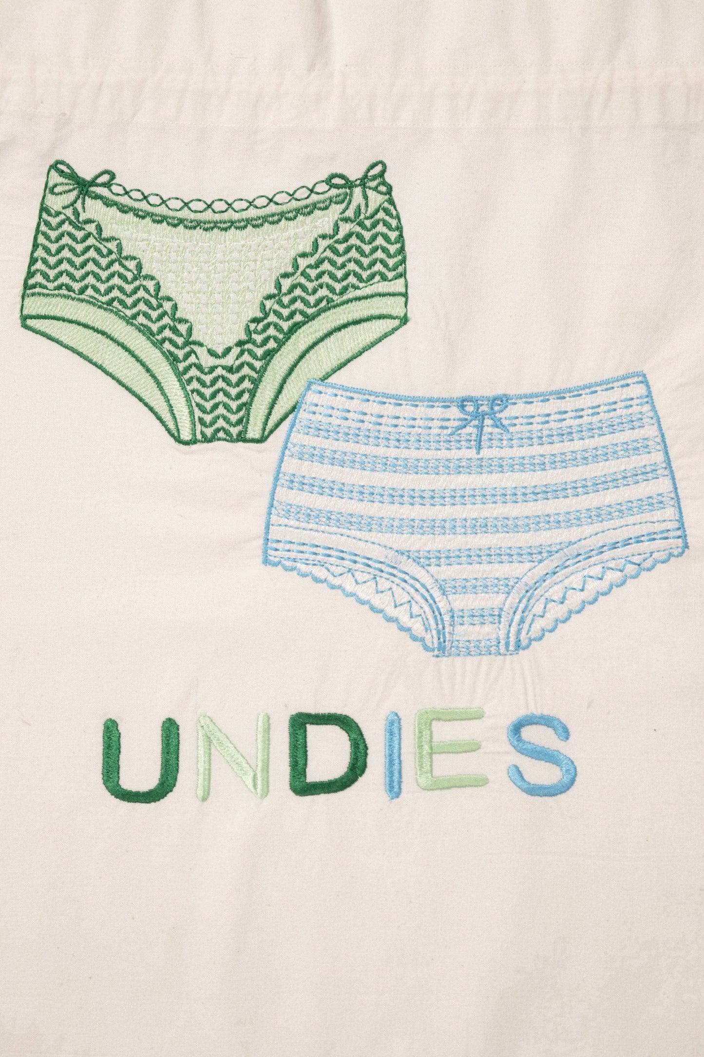 Lingerie Green and Blue Embroidered Travel Packing Bag