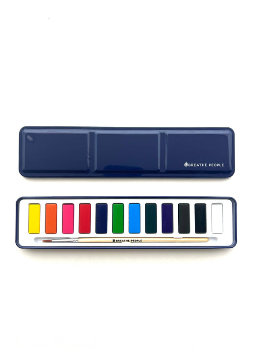 Watercolor Paint Set + Wood Paintbrush