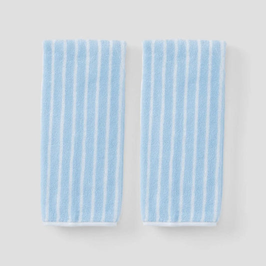 (Pair) Hand Towels, Striped Light Blue