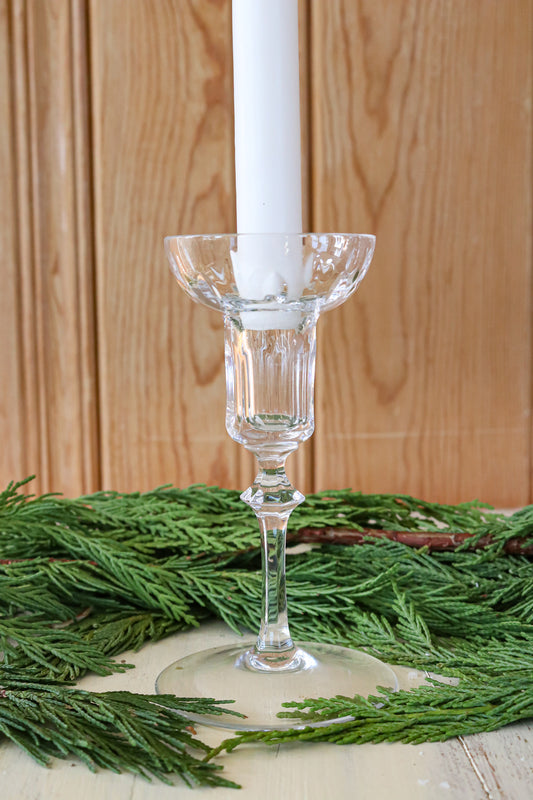 Vintage Stemmed Glass Candle Holder