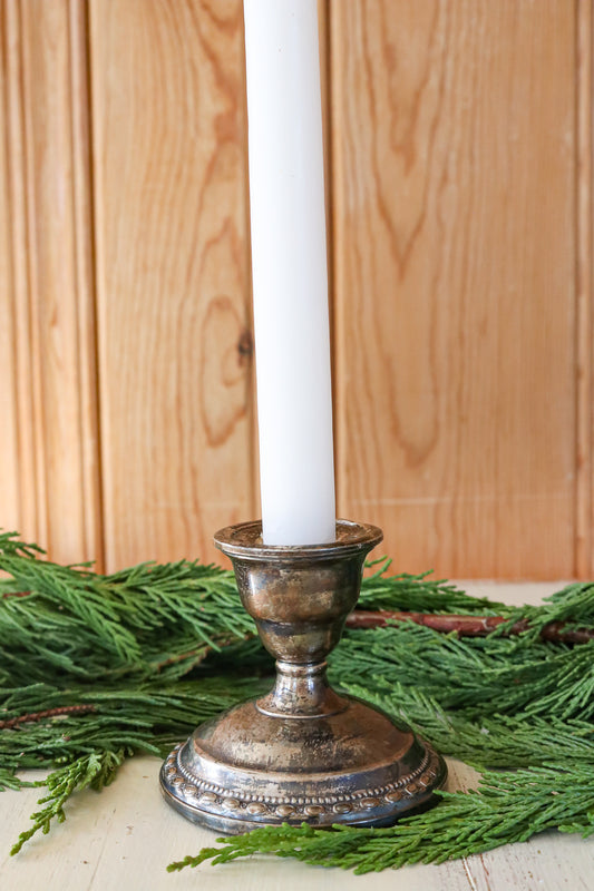 Vintage Tarnished Silver Candle Holder